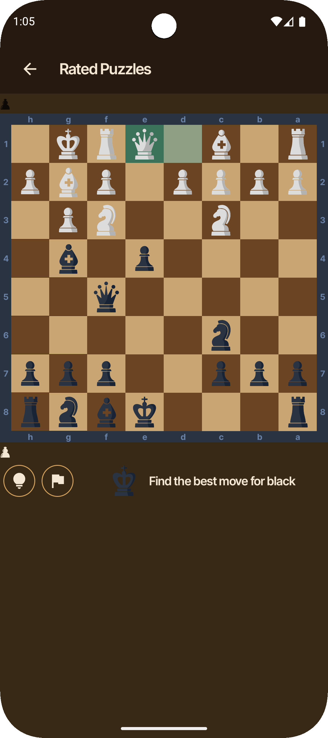 App screenshot showing playing a Rated Puzzle