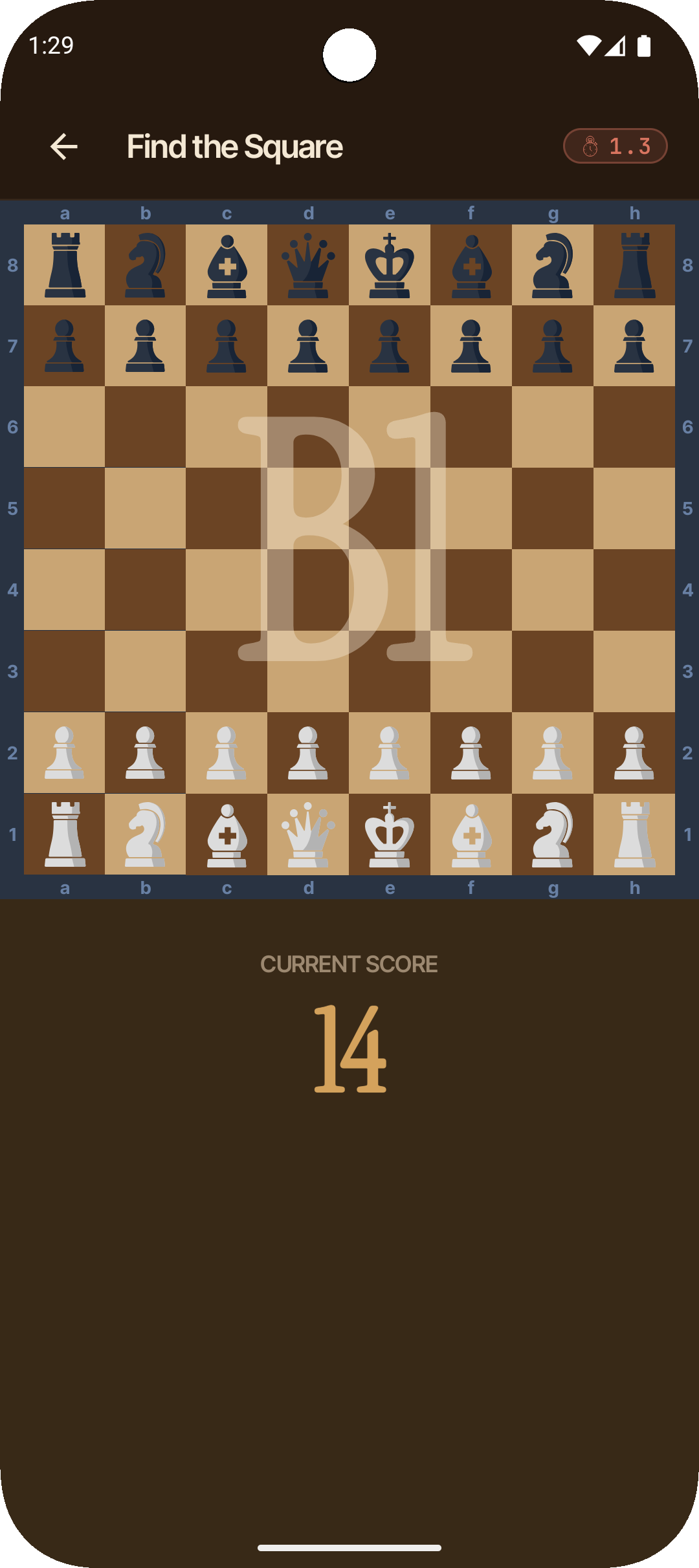 App screenshot showing a Find The Square game